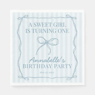 Servilleta De Papel Blue Coquette Bow Pastel Birthday Party Table Deco