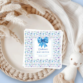 Servilleta De Papel Blue Coquette Bow Wildflower Floral Baby Shower
