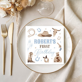 Servilleta De Papel Blue Cowboy Western Birthday Napkins