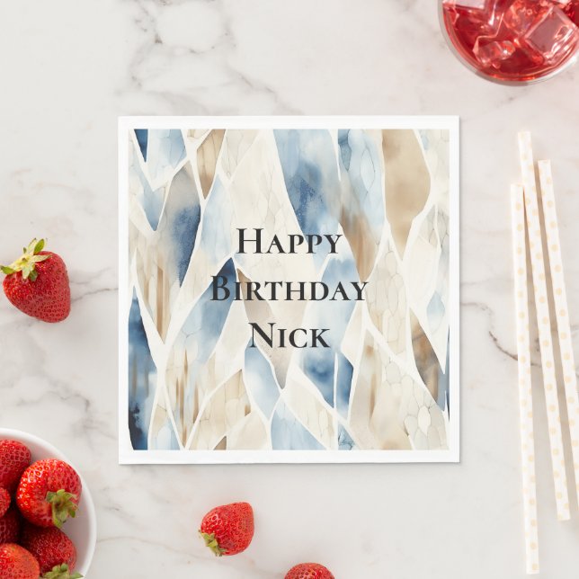 Servilleta De Papel Blue Cream Sea Sand Ocean Serenity Cumpleaños (In situ)