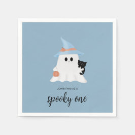 Servilleta De Papel Blue Cute Ghost Halloween Spookone Un Cumpleaños