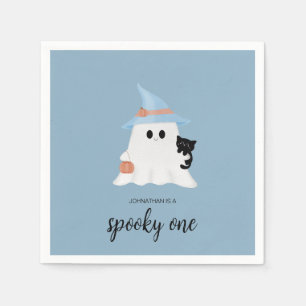 Servilleta De Papel Blue Cute Ghost Halloween Spookone Un Cumpleaños