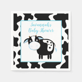 Servilleta De Papel Blue Dairy Cow Boy Baby Shower Napkins