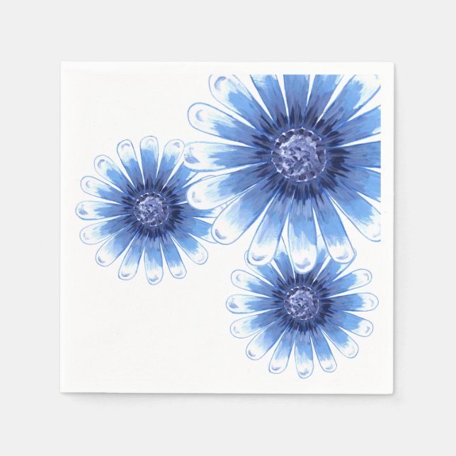 Servilleta De Papel Blue Daisy 3 Napkin de flores (Anverso)