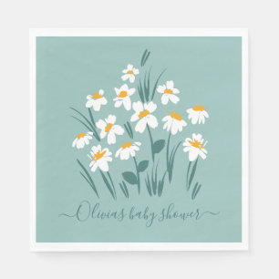 Servilleta De Papel Blue daisy floral elegante hermosa ducha de bebé e
