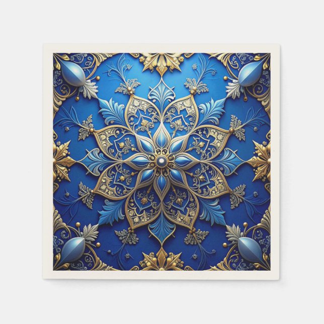 Servilleta De Papel Blue Decorative Holiday Napkin (Anverso)