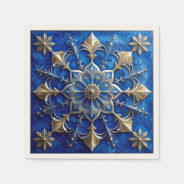Servilleta De Papel Blue Decorative Holiday Napkin (Anverso)