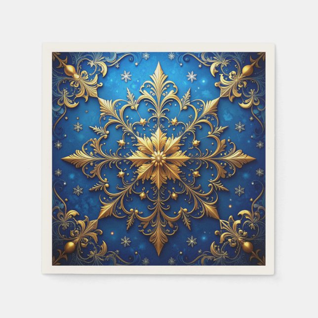 Servilleta De Papel Blue Decorative Holiday Napkin (Anverso)