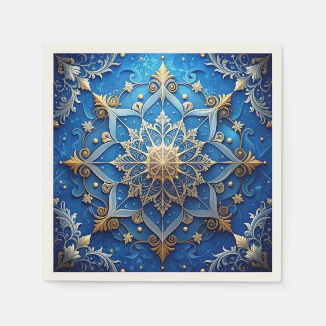 Servilleta De Papel Blue Decorative Holiday Napkin (Anverso)