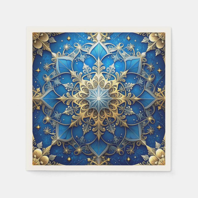 Servilleta De Papel Blue Decorative Holiday Napkin (Anverso)