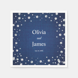 Servilleta De Papel Blue Denim Diamonds Perlas Boda Ducha de pareja