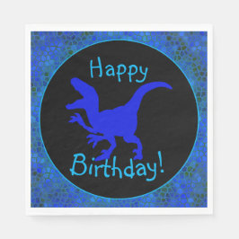 Servilleta De Papel Blue Dinosaur Hide Happy Birthday!