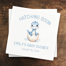 Servilleta De Papel Blue Dinosaur Watercolor Hatching Soon Baby Shower