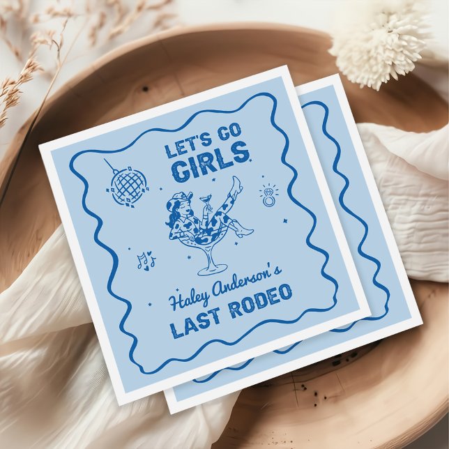 Servilleta De Papel Blue Disco Cowgirl Rodeo Bachelorette Weekend (Subido por el creador)