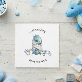 Servilleta De Papel Blue Dragon Watercolor Baby Shower