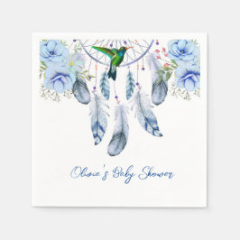 Servilleta De Papel Blue Dreamcatcher Hummingbird Boy Baby Shower
