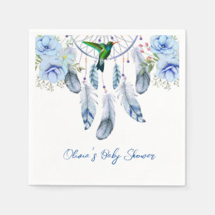 Servilleta De Papel Blue Dreamcatcher Hummingbird Boy Baby Shower