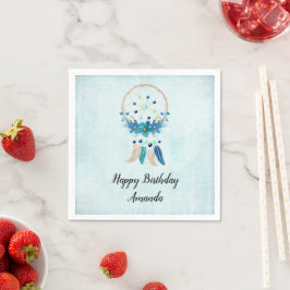 Servilleta De Papel Blue Dreamcatcher Stylish Boho Design Cumpleaños