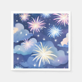 Servilleta De Papel Blue Dreamy Clouds | Firework Stars Watercolor