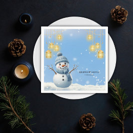 Servilleta De Papel Blue Elegant Whimsical Winter Snowman Baby Shower