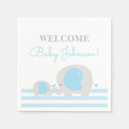 Servilleta De Papel Blue Elephant Boy Baby Shower Napkins