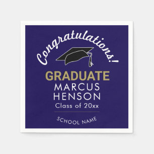 Servilleta De Papel Blue Felicitaciones Graduate Graduate Cap