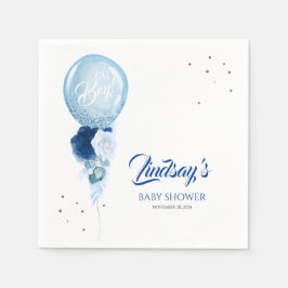Servilleta De Papel Blue Floral Balloon Garland Baby Shower