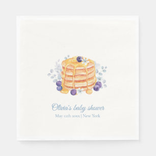 Servilleta De Papel Blue Floral Blueberry Pancake Brunch Baby Shower