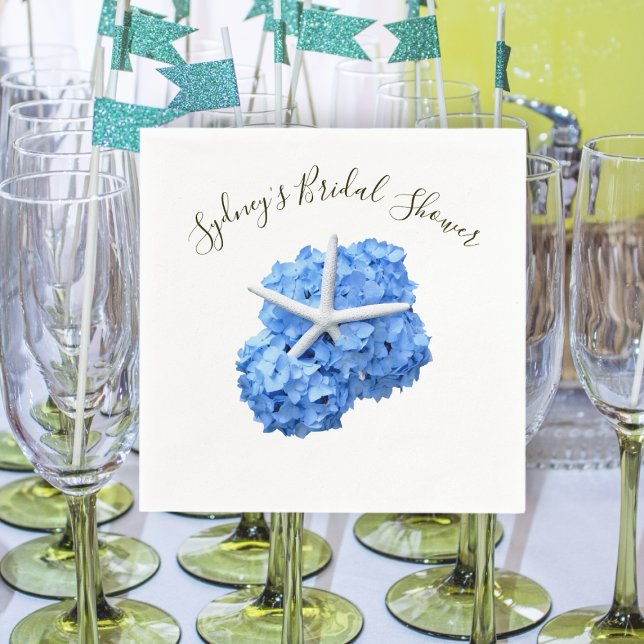 Servilleta De Papel Blue Floral Bridal Shower Napkins Personalizado (Subido por el creador)