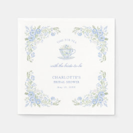 Servilleta De Papel Blue Floral Bridal Tea Party