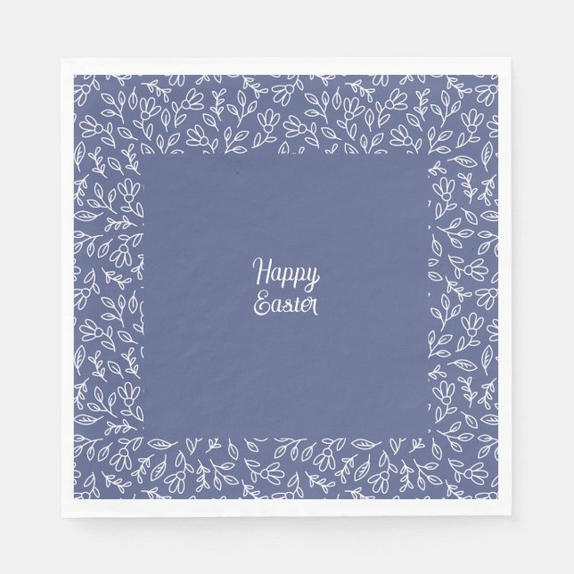 Servilleta De Papel Blue Floral Easter Napkins – Happy Easter  (Anverso)