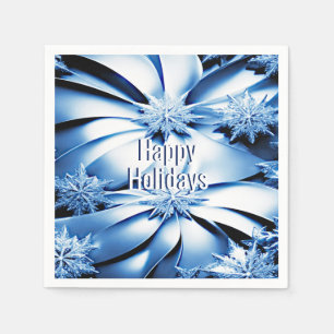 Servilleta De Papel Blue Floral Holiday Navidades Papel Napkin