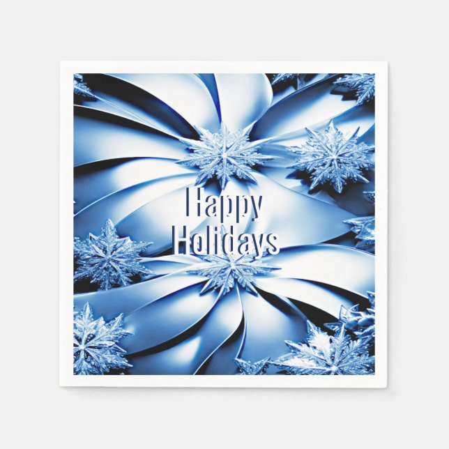 Servilleta De Papel Blue Floral Holiday Navidades Papel Napkin (Anverso)
