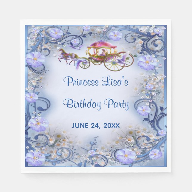 Servilleta De Papel Blue Floral Princess Fairy Tail Birday (Anverso)