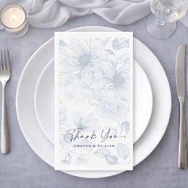 Servilleta De Papel Blue Floral Wedding Guest Towels – Thank You