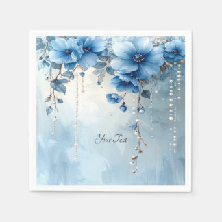 Servilleta De Papel Blue Flowers and Pearls
