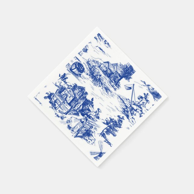 Servilleta De Papel Blue French Toile (Borde)
