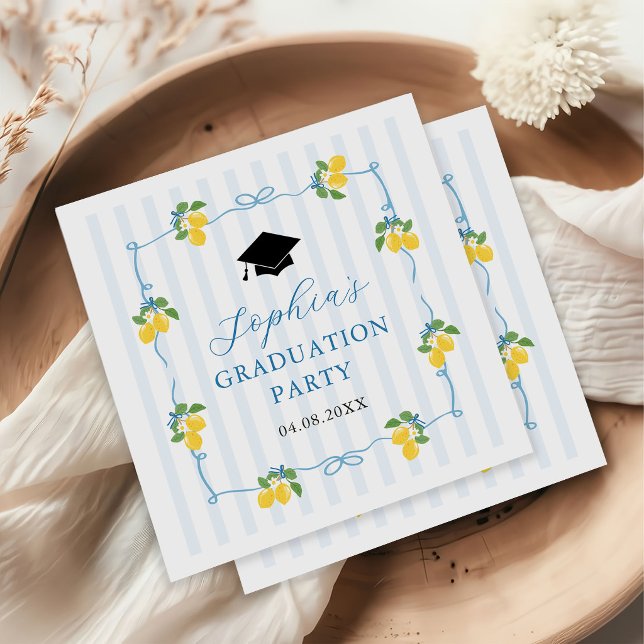 Servilleta De Papel Blue Freshly Lemon Citrus Graduation Party (Subido por el creador)