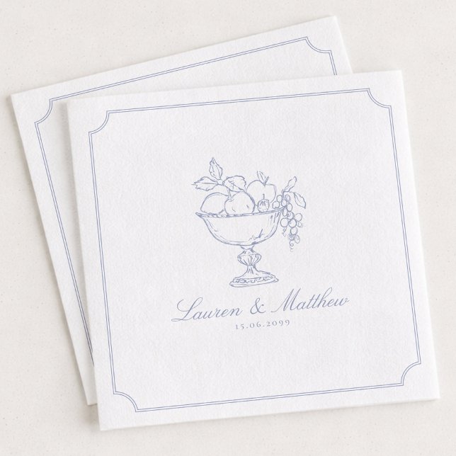 Servilleta De Papel Blue Fruit Bowl Frame Wedding Napkins (Subido por el creador)