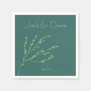 Servilleta De Papel Blue Garden Watercolor Stems Boda