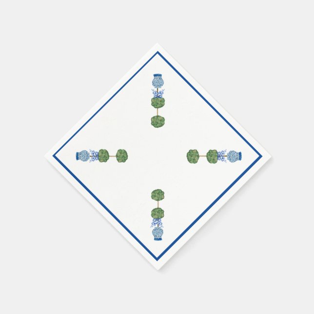 Servilleta De Papel Blue Ginger Jars Jar Topiary Vine (Borde)