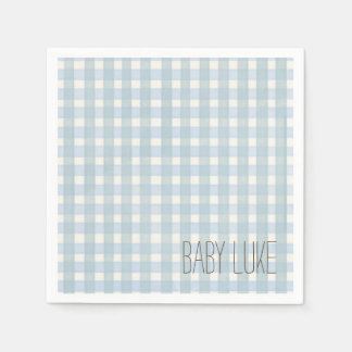 Servilleta De Papel Blue Gingham Baby Shower Napkin