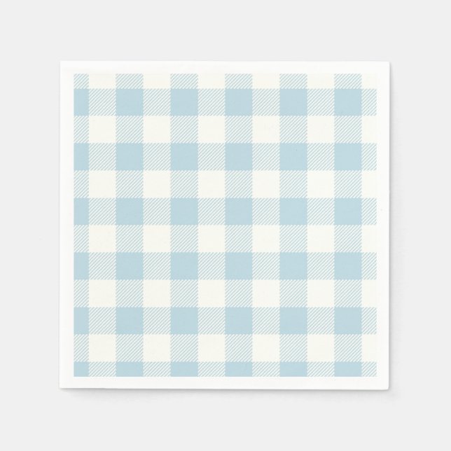 Servilleta De Papel Blue Gingham Buffalo Check Baby Shower (Anverso)
