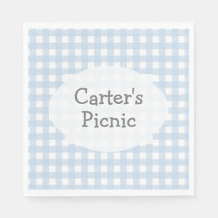 Servilleta De Papel Blue Gingham Check Print Picnic Fiesta Napkin
