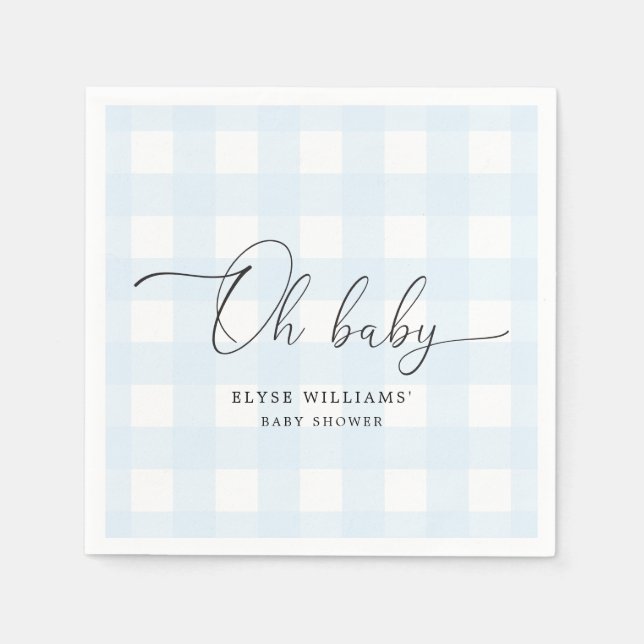 Servilleta De Papel Blue Gingham Oh Baby Paper Napkin (Anverso)