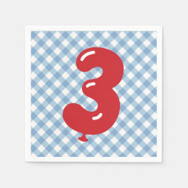 Servilleta De Papel Blue Gingham Red Número 3 Napkin