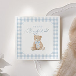 Servilleta De Papel Blue Gingham Teddy Bear Baby Shower