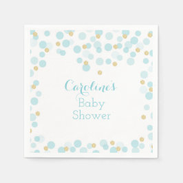 Servilleta De Papel Blue Gold Dots Baby Shower Napkin
