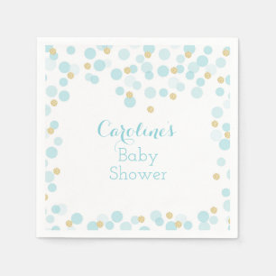 Servilleta De Papel Blue Gold Dots Baby Shower Napkin