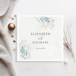 Servilleta De Papel Blue Gold( Imitat) Watercolour Wedding Collection